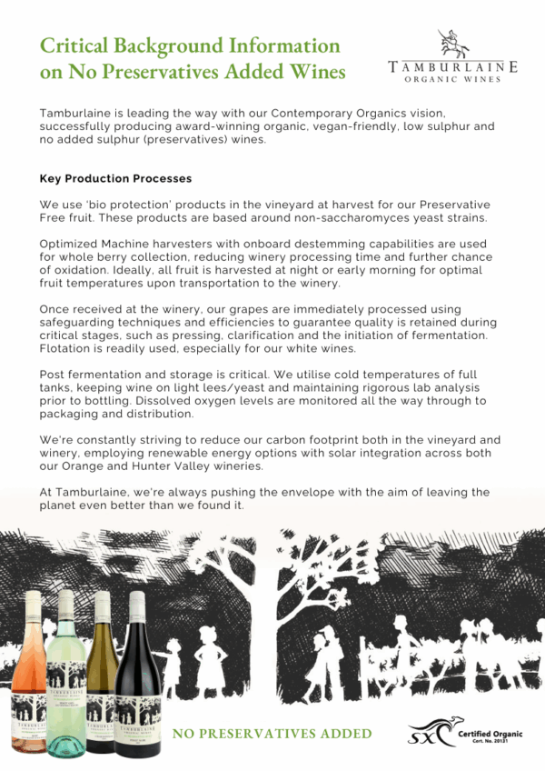 Tamburlaine No Preservatives Added Sauvignon Blanc - Image 3